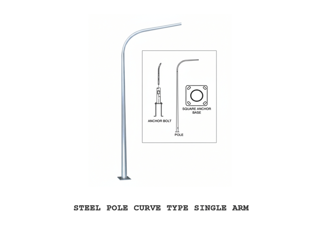 Single Arm Lamp Pole Curve Type 6 m